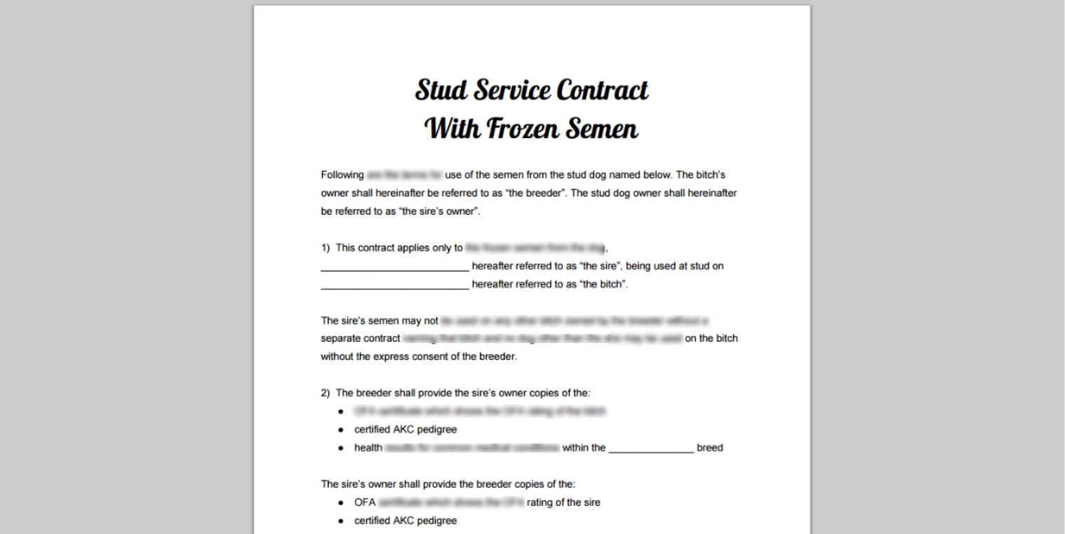 Stud Service Dog Breeding Puppy Sale Contract Library